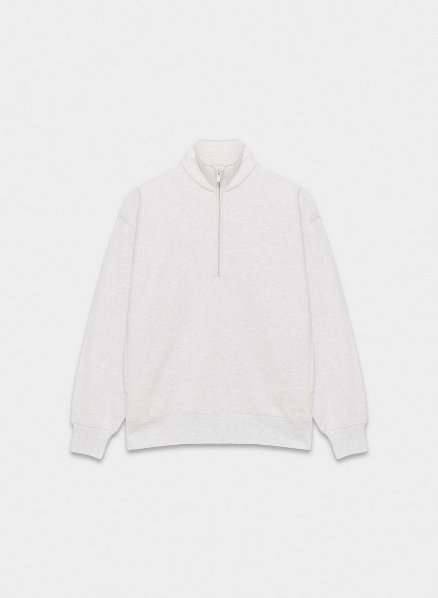 cozy sweatfleece boyfriend 12 zip heather cloud white