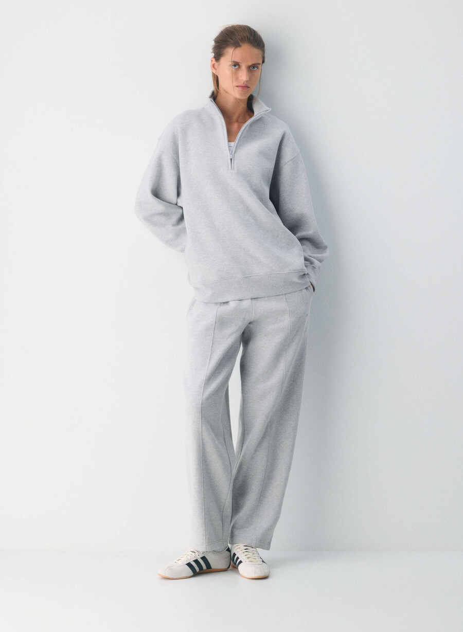 cozy sweatfleece boyfriend 12 zip heather chrome