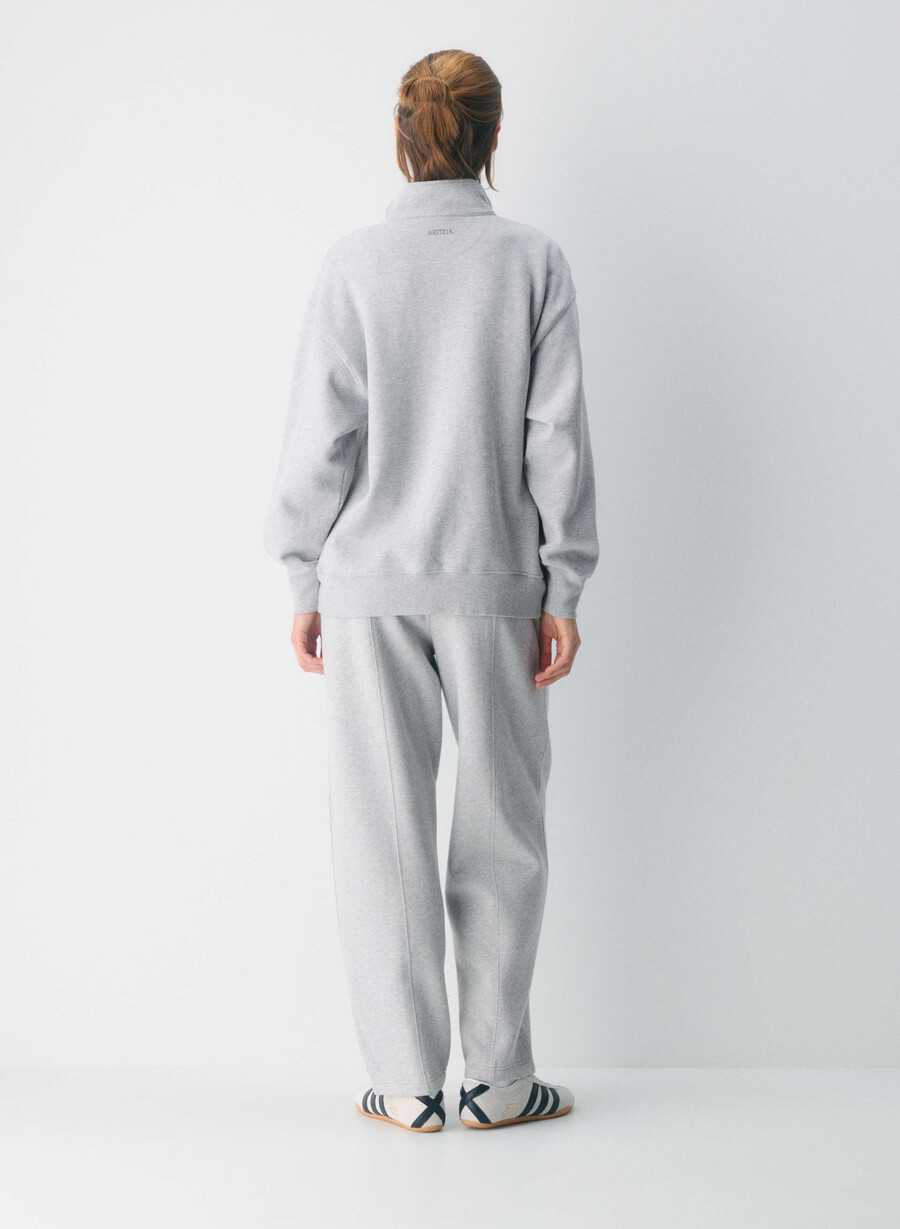 cozy sweatfleece boyfriend 12 zip heather chrome