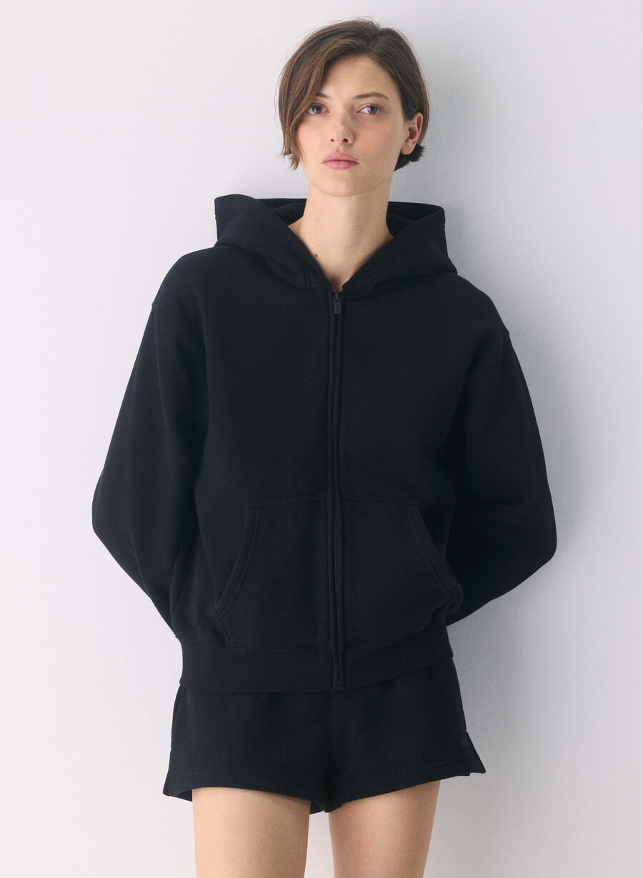 cozy sweatfleece perfect zip hoodie black