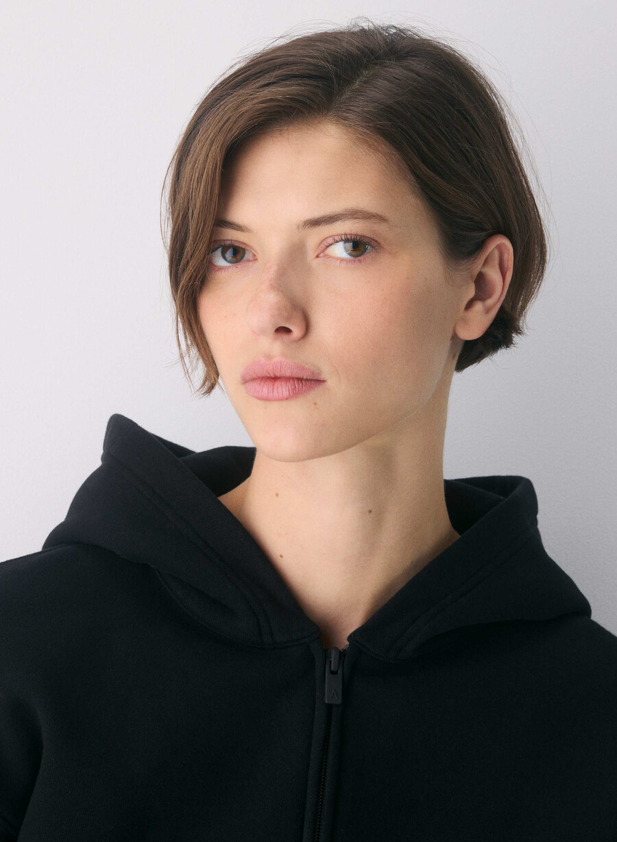 cozy sweatfleece perfect zip hoodie black