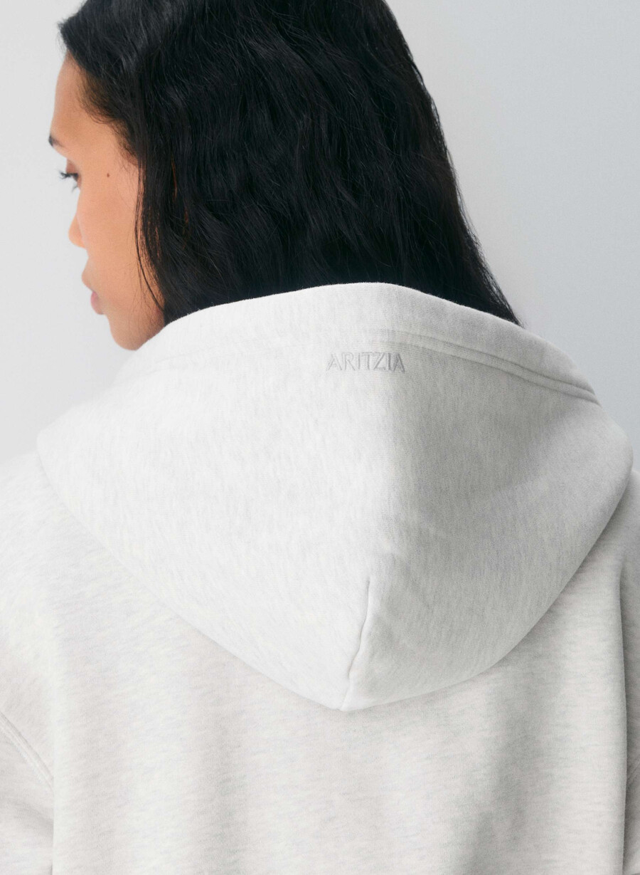 cozy sweatfleece perfect zip hoodie heather cloud white
