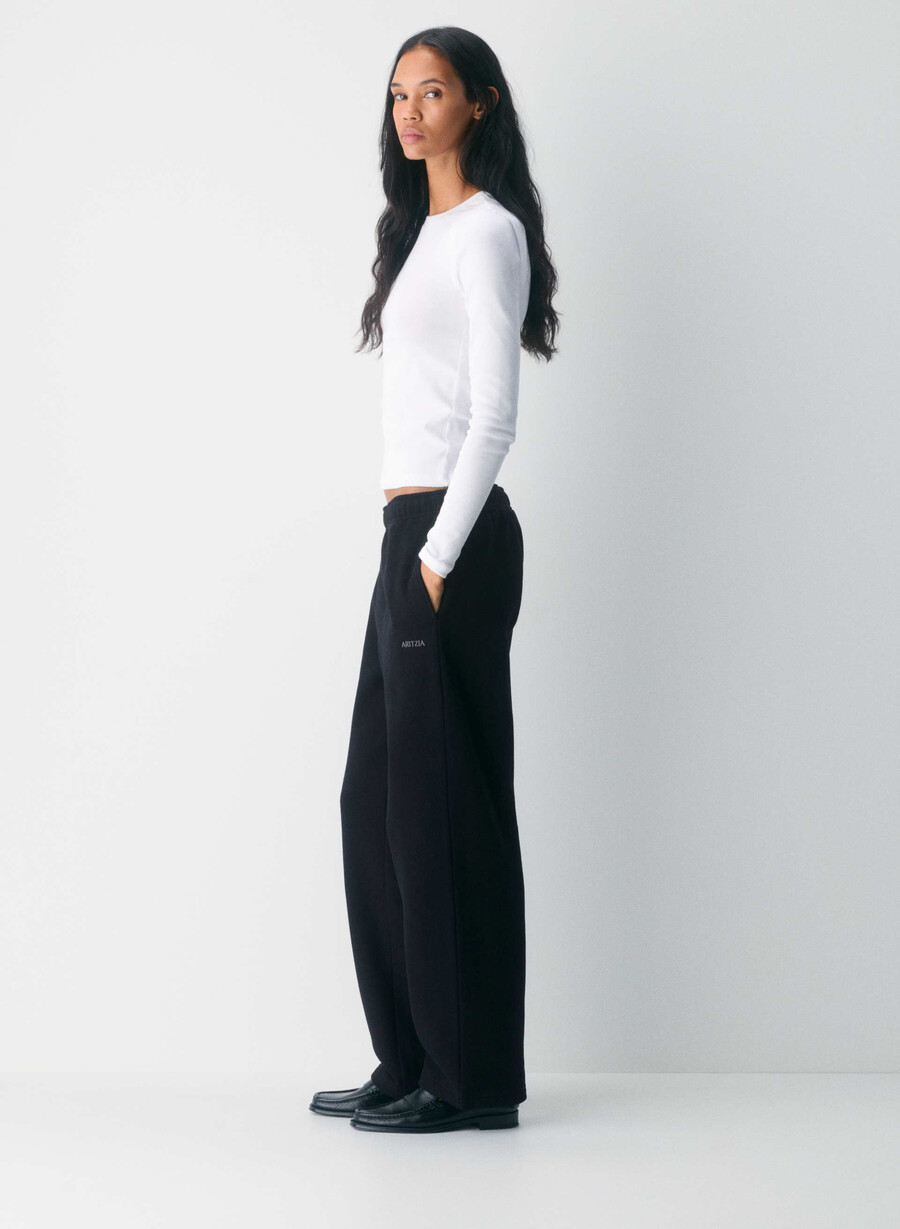 cozy sweatfleece mega straight sweatpant black