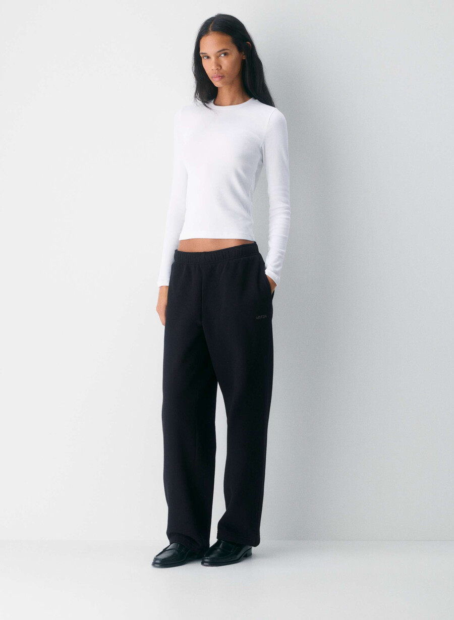 cozy sweatfleece mega straight sweatpant black