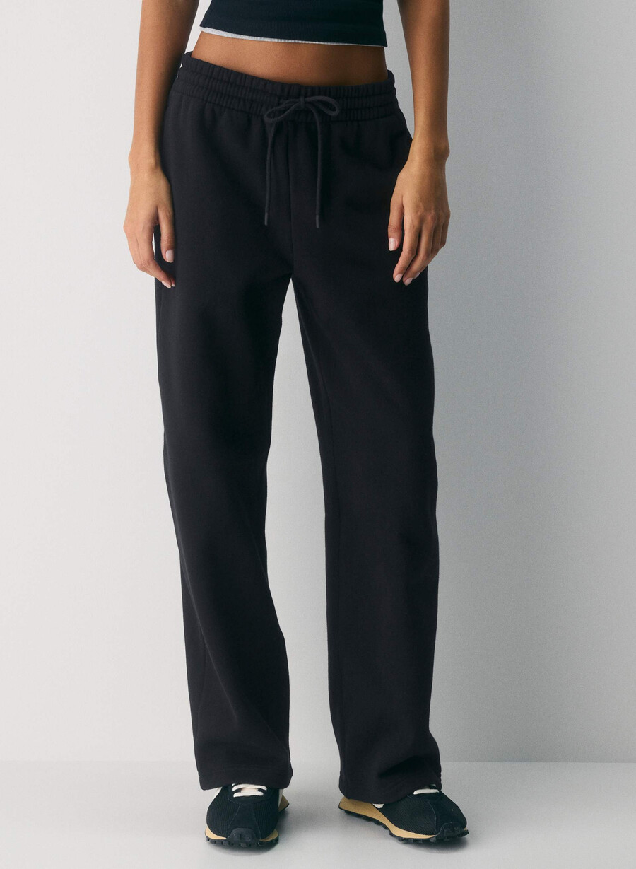 cozy sweatfleece boyfriend wide sweatpant black