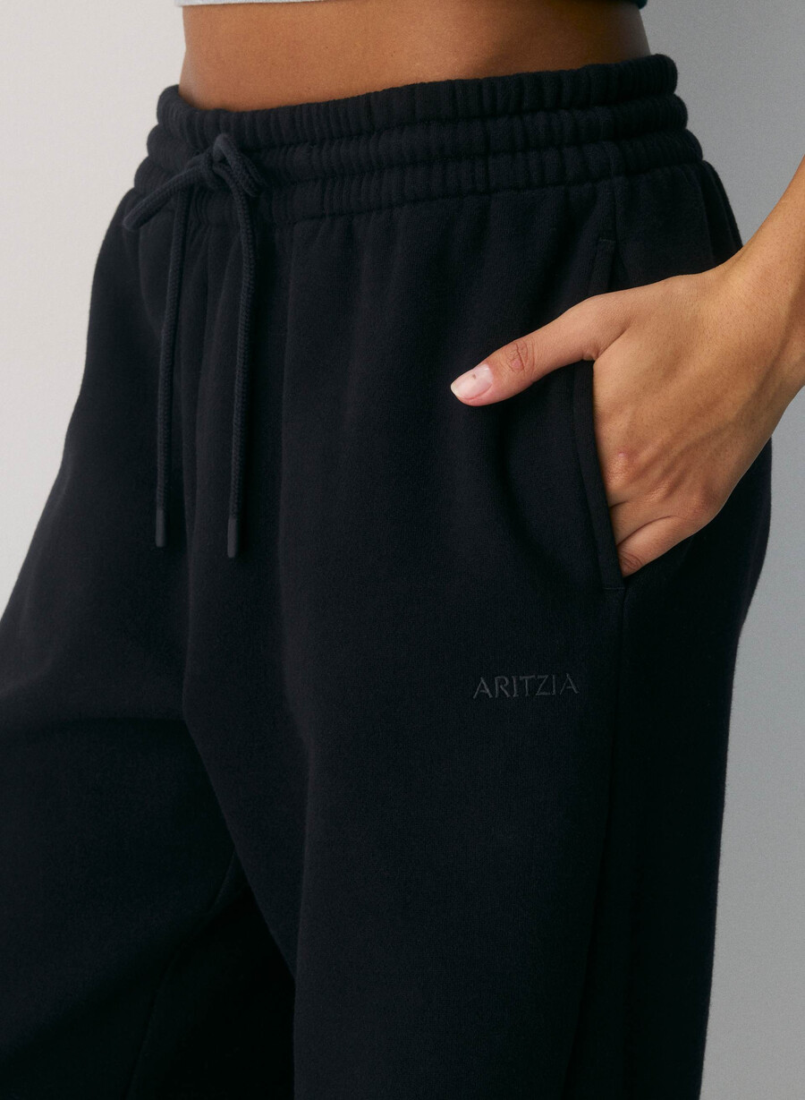 cozy sweatfleece boyfriend wide sweatpant black