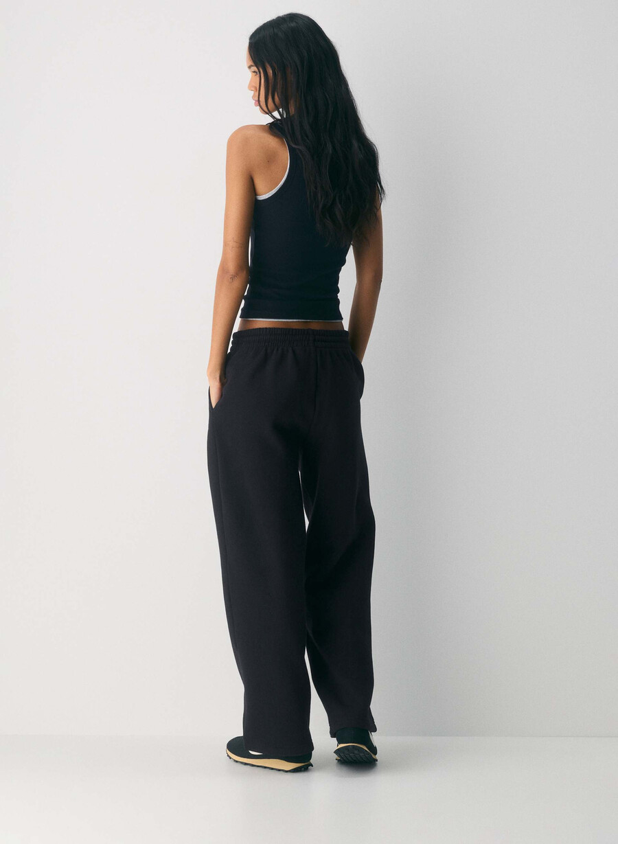 cozy sweatfleece boyfriend wide sweatpant black