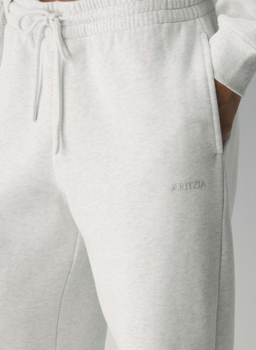 cozy sweatfleece boyfriend wide sweatpant heather cloud white