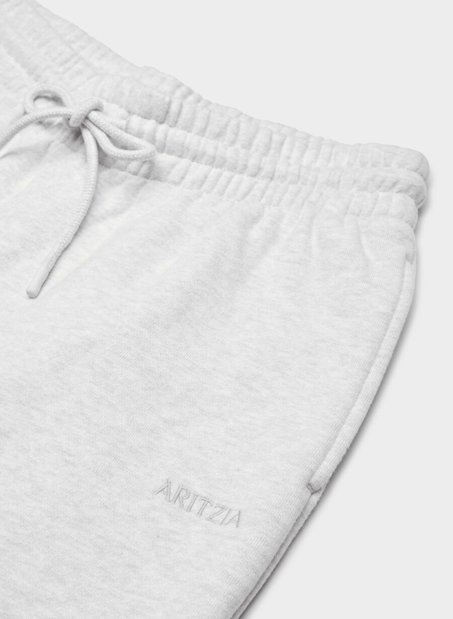 cozy sweatfleece boyfriend wide sweatpant heather cloud white