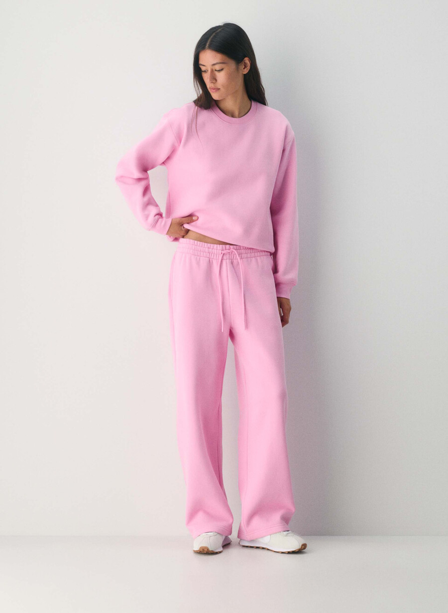 cozy sweatfleece boyfriend wide sweatpant morganite pink