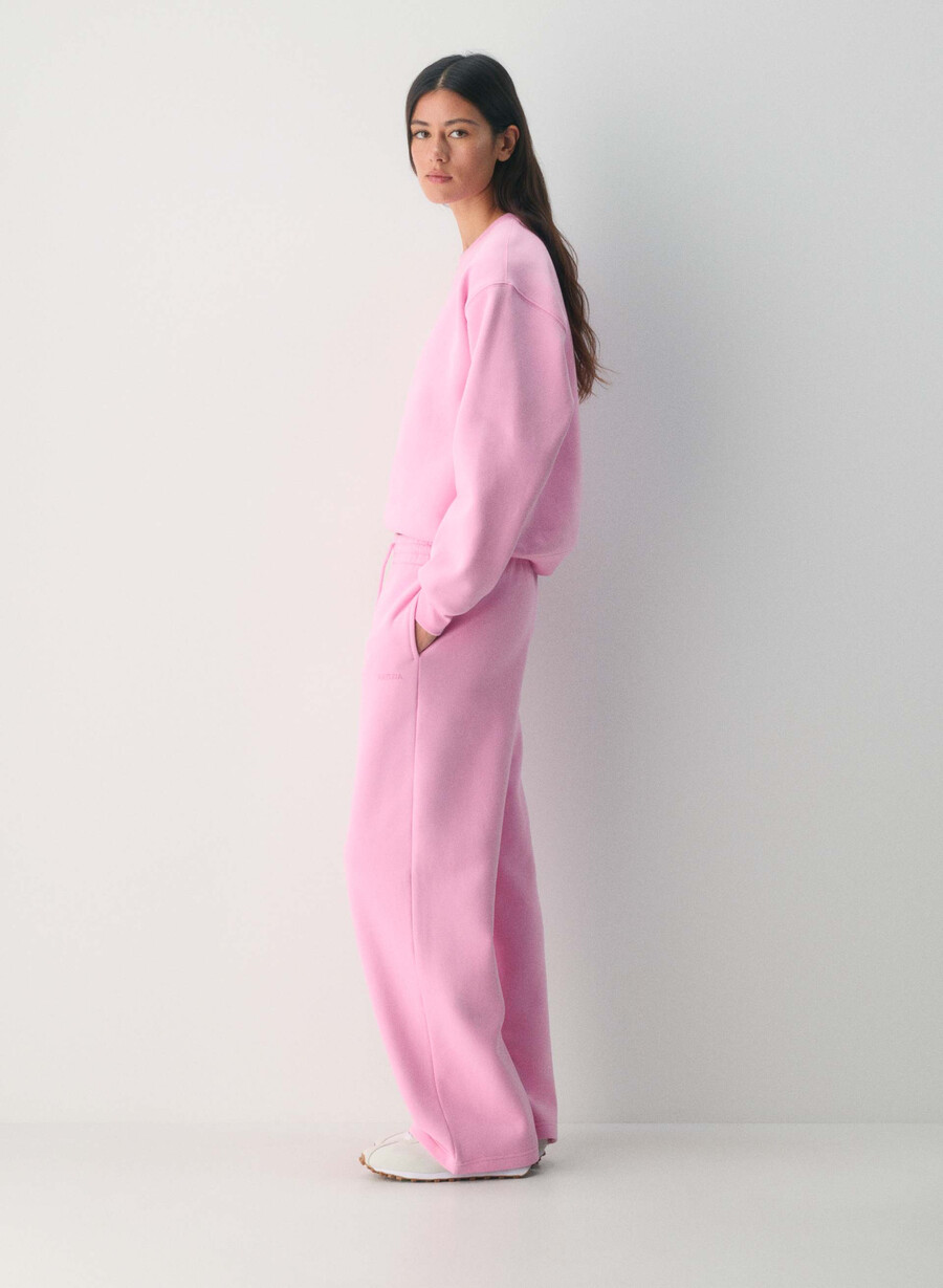 cozy sweatfleece boyfriend wide sweatpant morganite pink