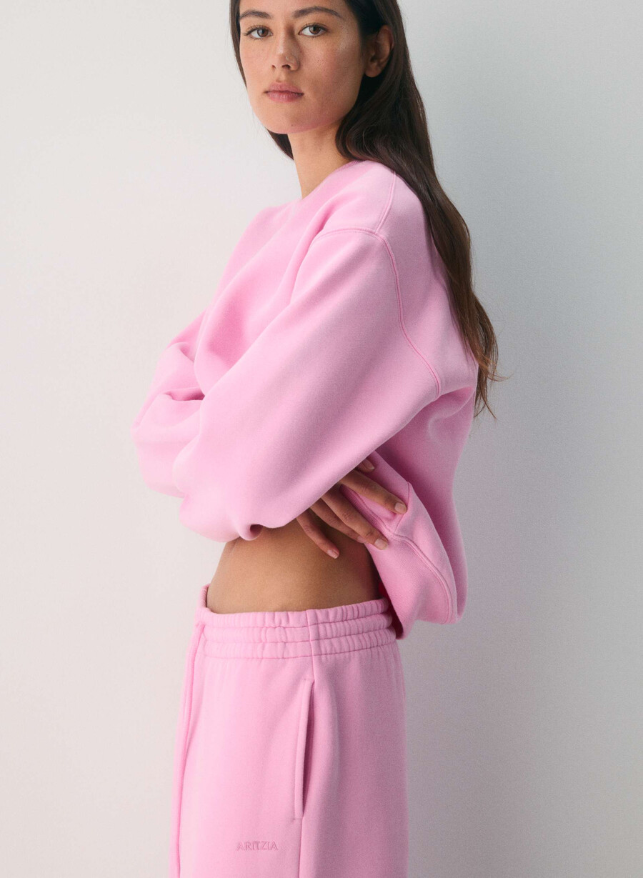 cozy sweatfleece boyfriend wide sweatpant morganite pink