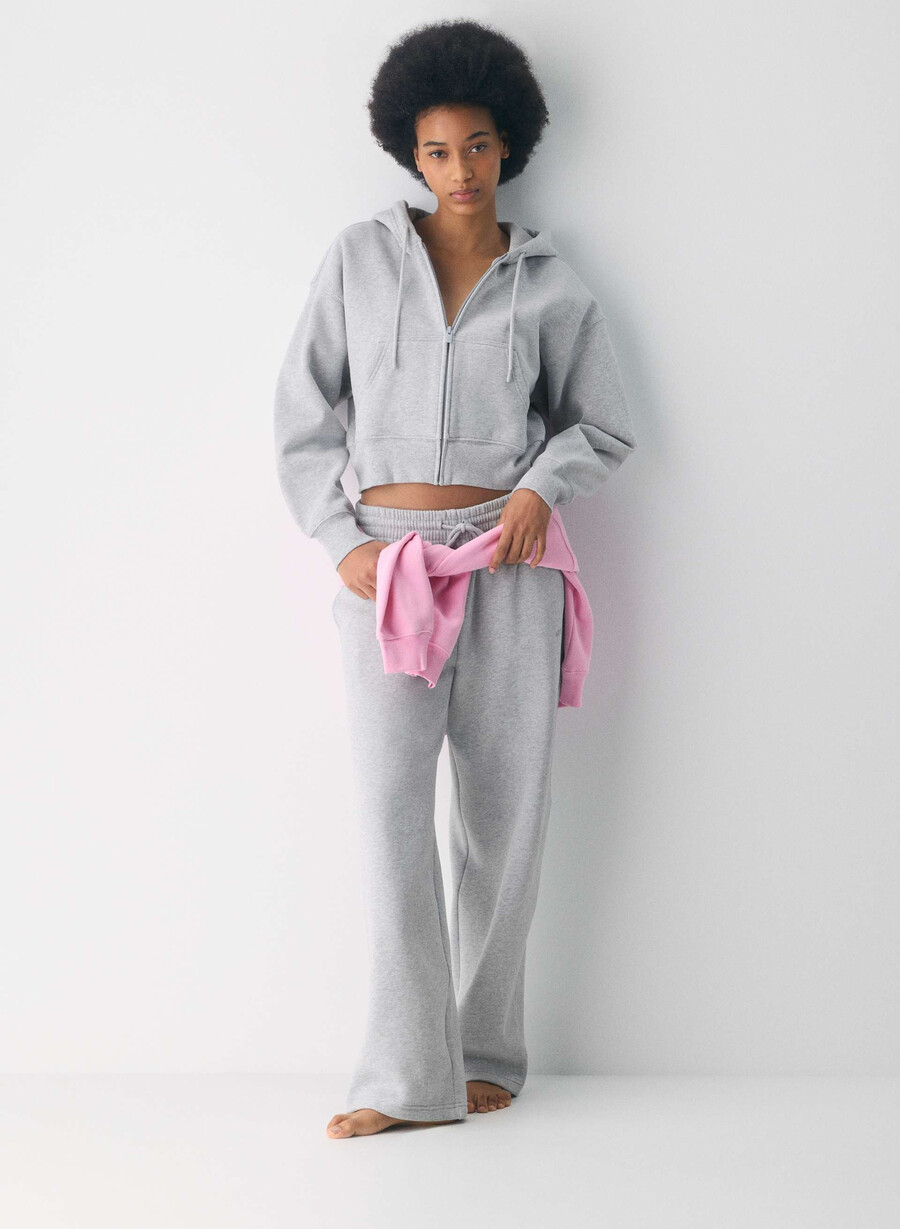 cozy sweatfleece boyfriend wide sweatpant heather chrome