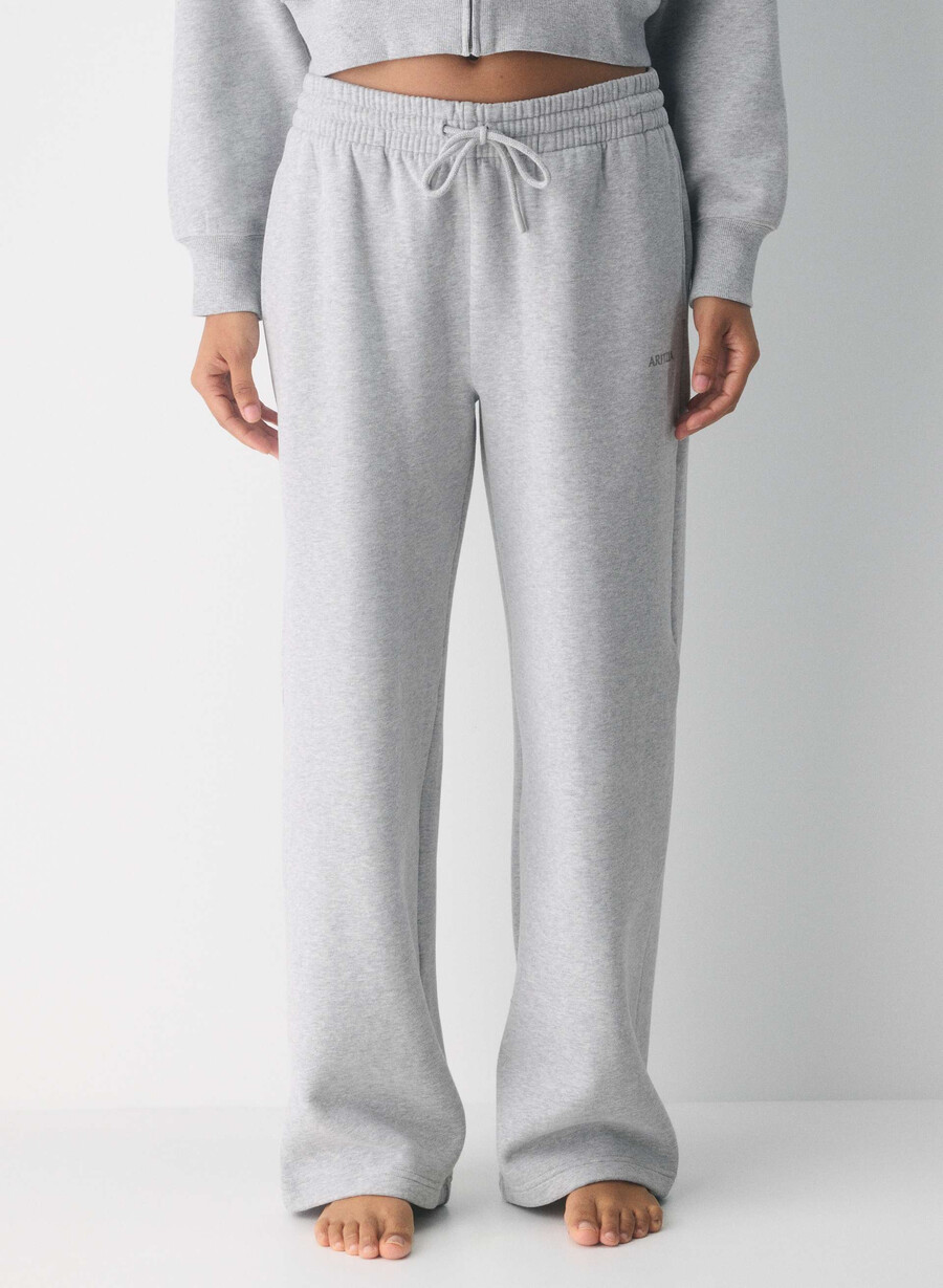 cozy sweatfleece boyfriend wide sweatpant heather chrome