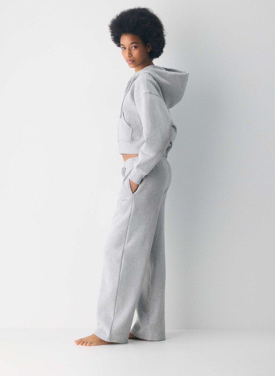 cozy sweatfleece boyfriend wide sweatpant heather chrome