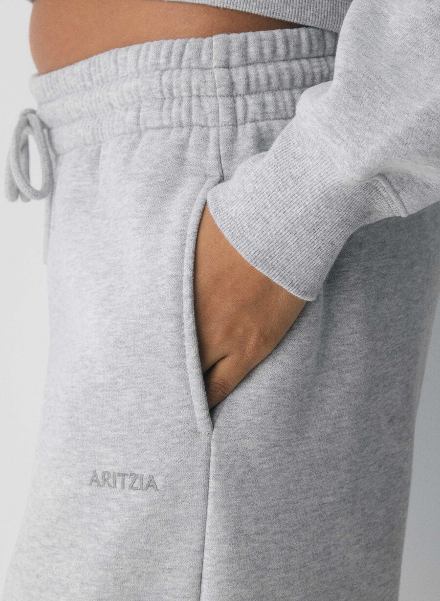 cozy sweatfleece boyfriend wide sweatpant heather chrome