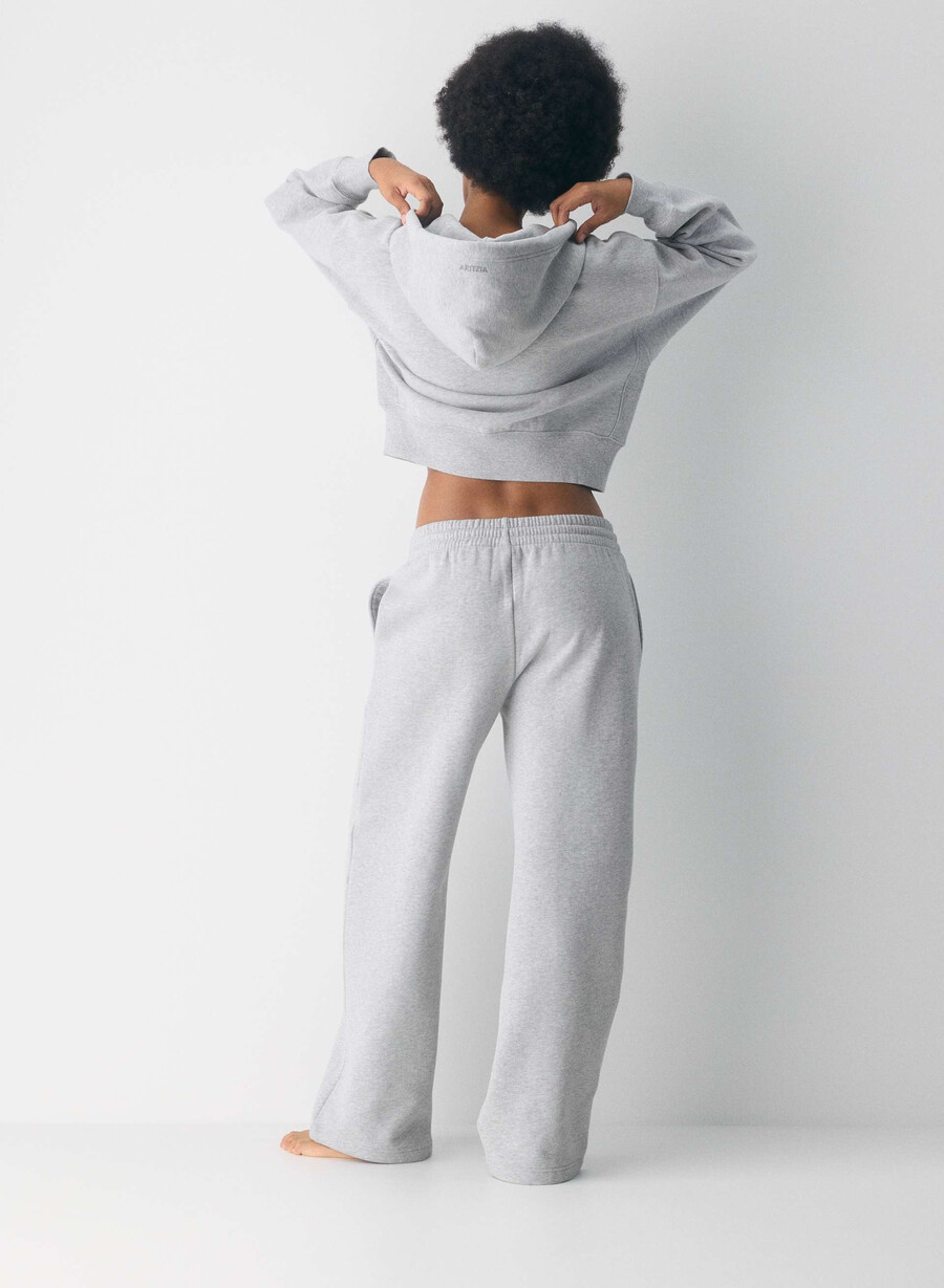 cozy sweatfleece boyfriend wide sweatpant heather chrome