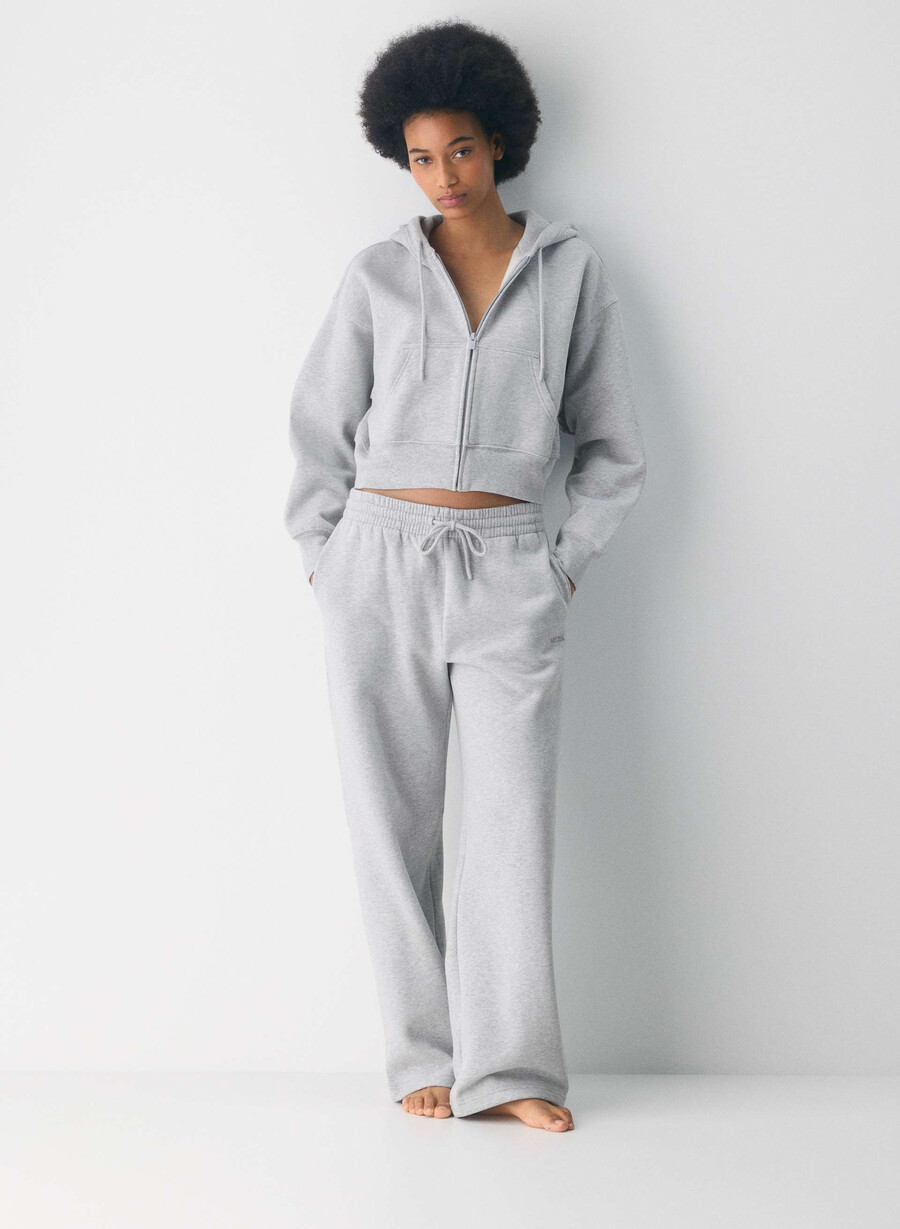 cozy sweatfleece boyfriend wide sweatpant heather chrome