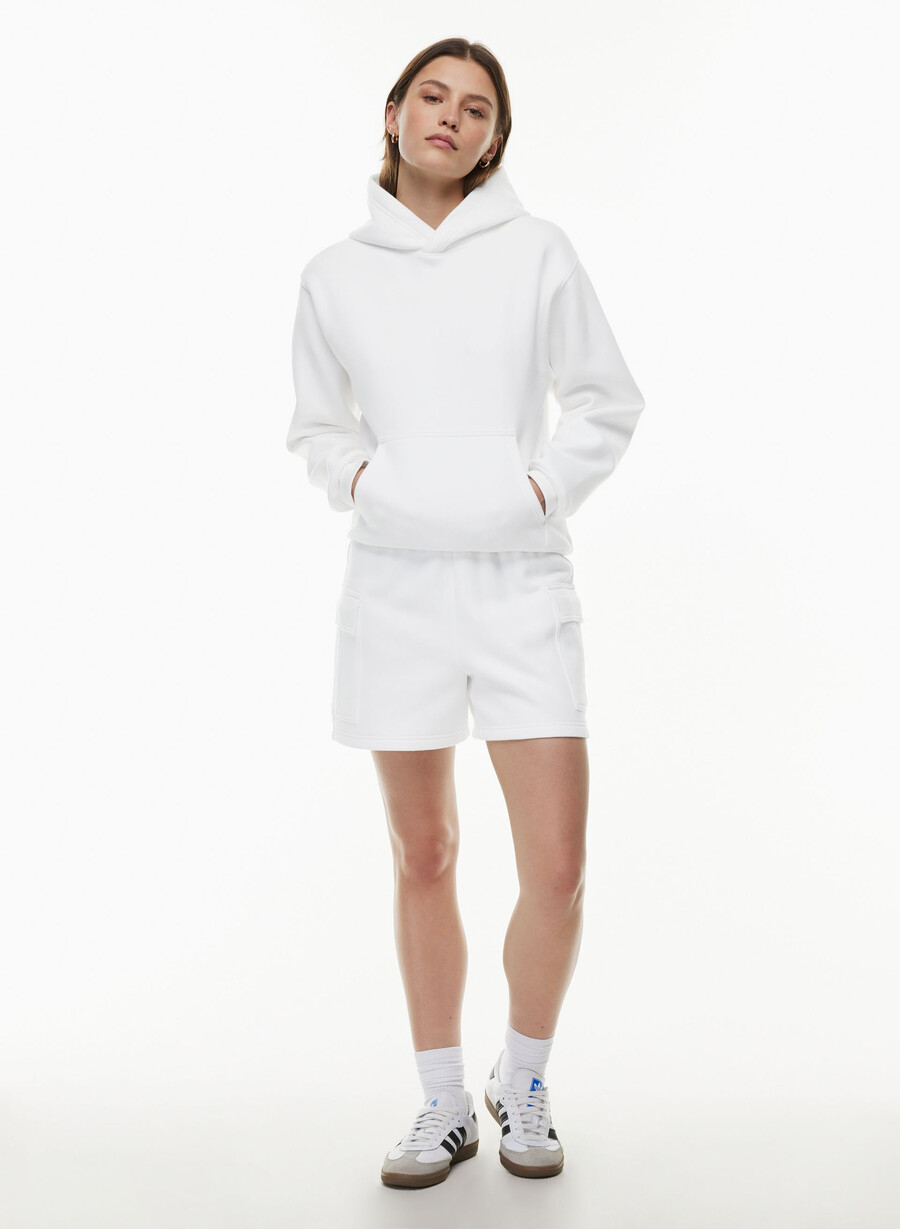 cozy sweatfleece mega cargo mid-thigh short white