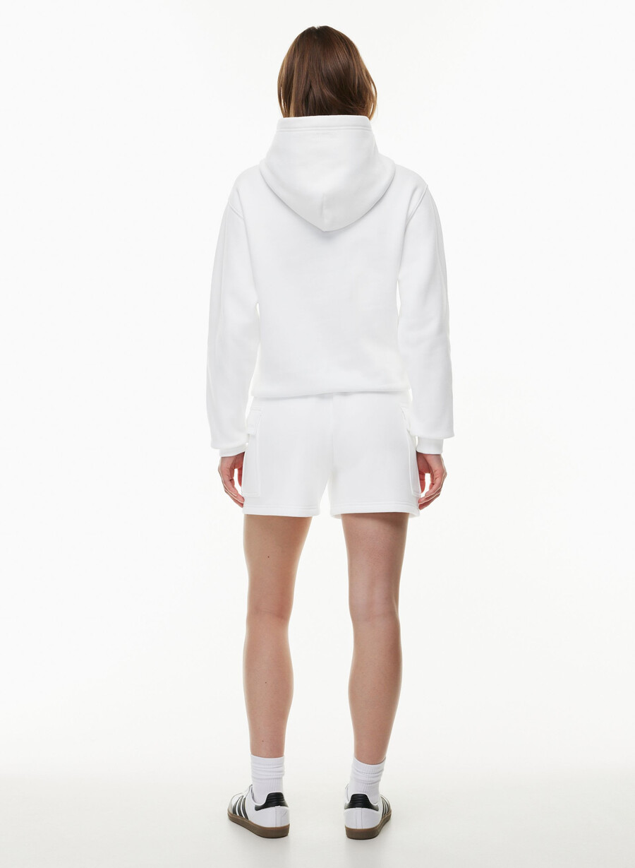 cozy sweatfleece mega cargo mid-thigh short white