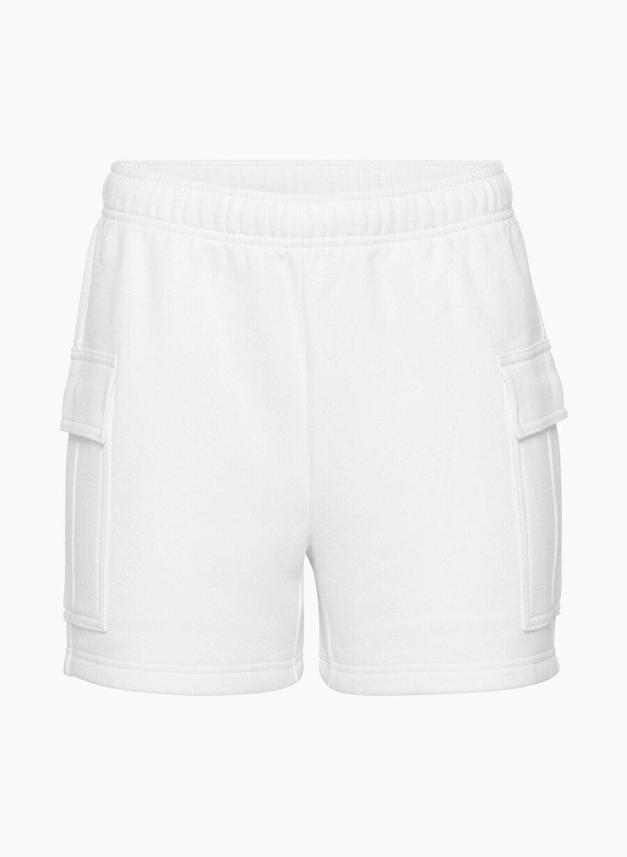 cozy sweatfleece mega cargo mid-thigh short white