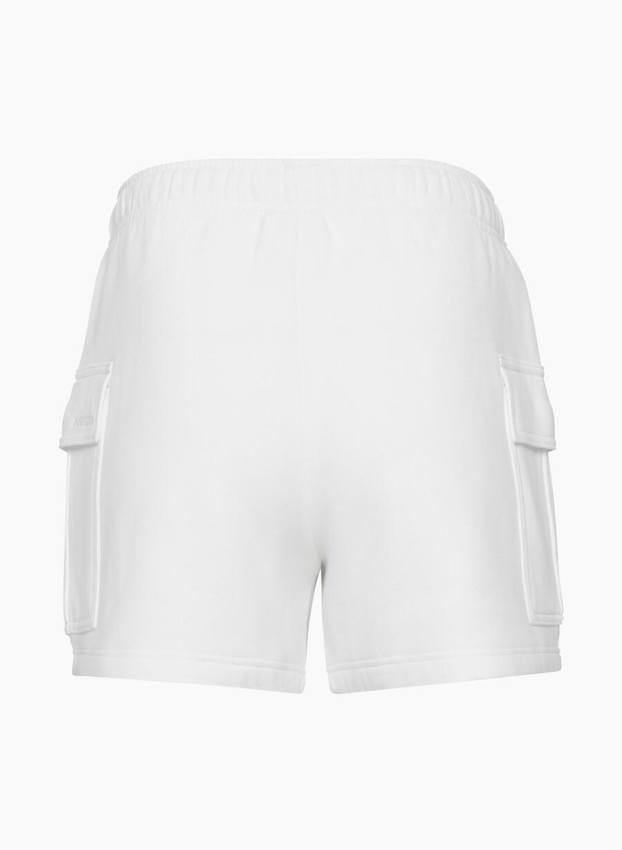 cozy sweatfleece mega cargo mid-thigh short white
