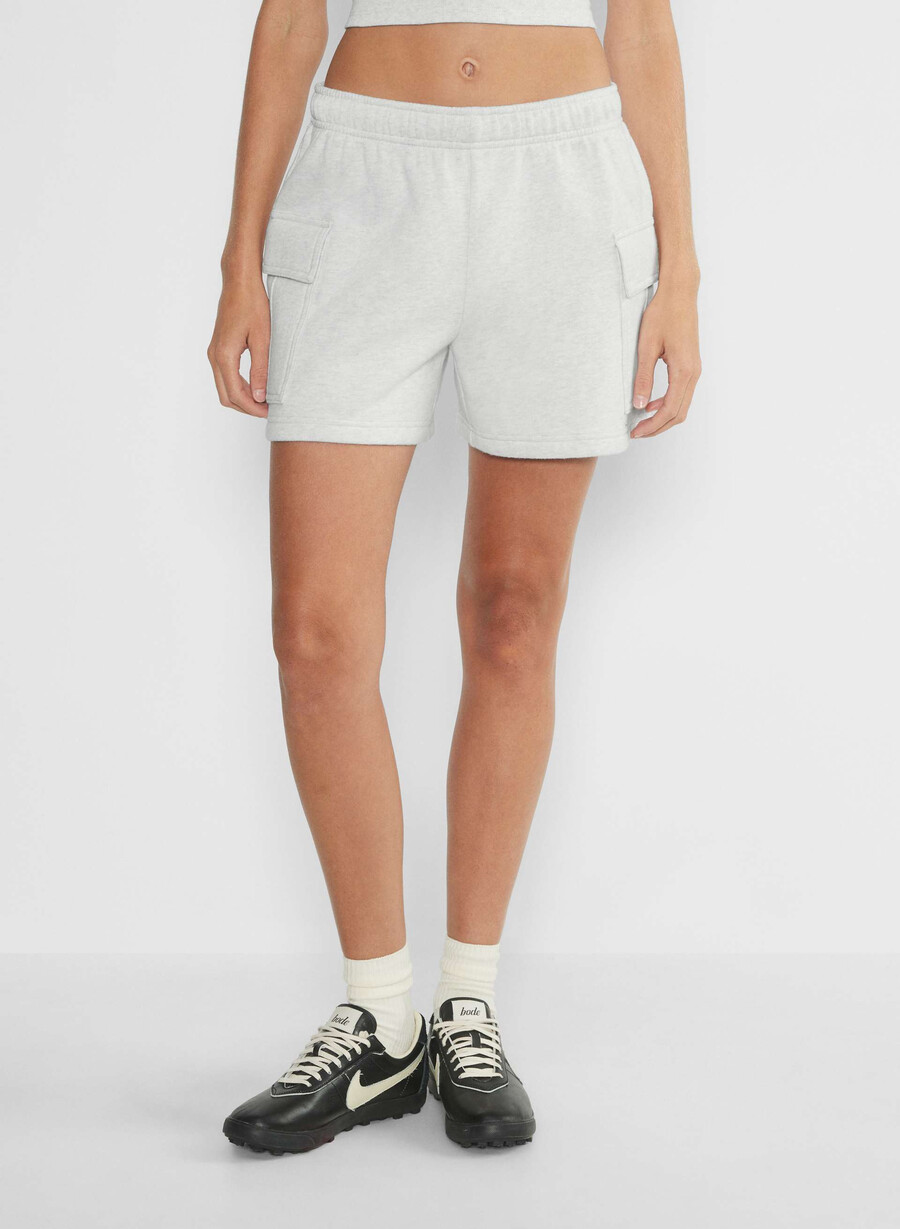 cozy sweatfleece mega cargo mid-thigh short heather cloud white