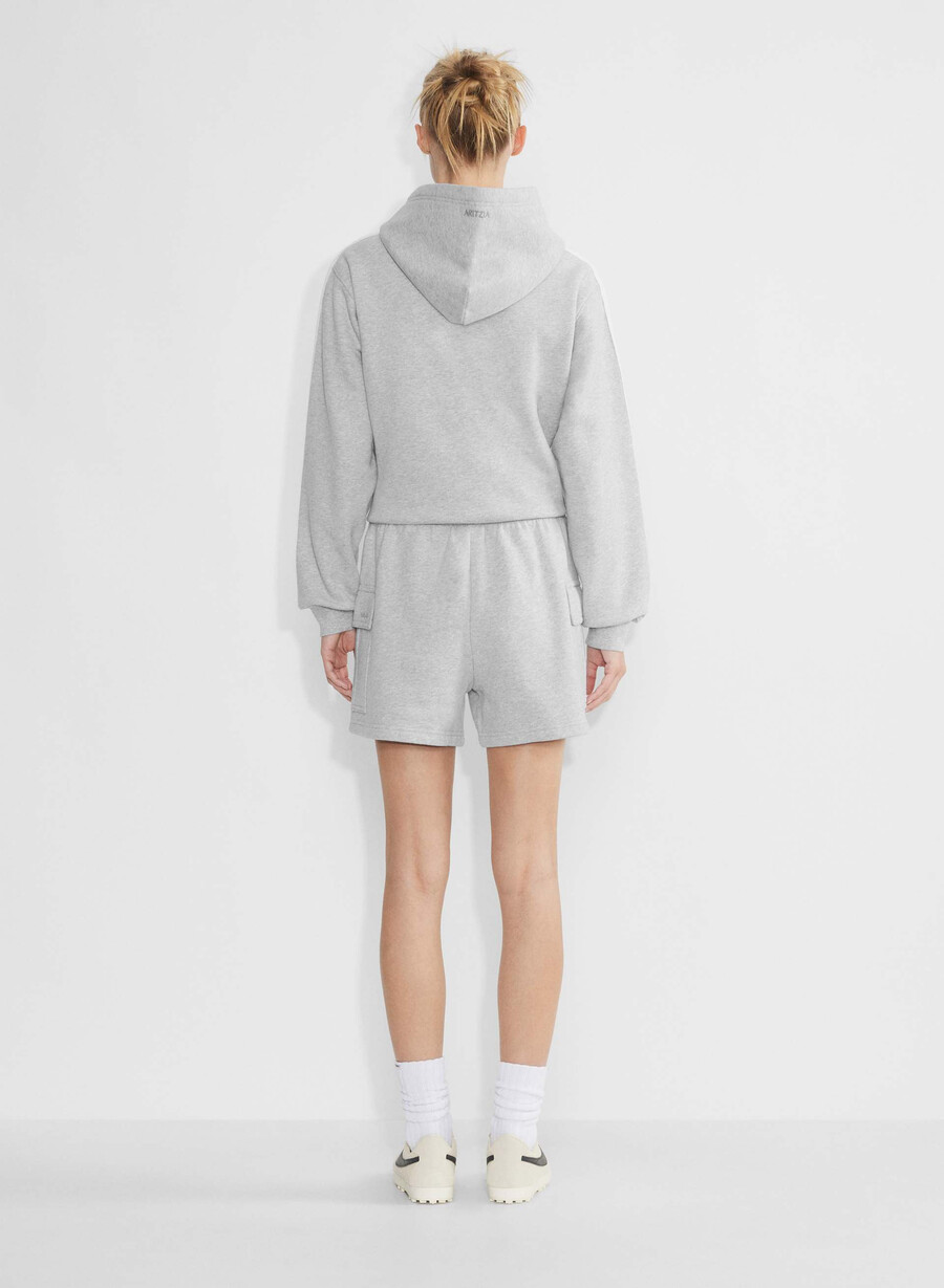 cozy sweatfleece mega cargo mid-thigh short heather chrome