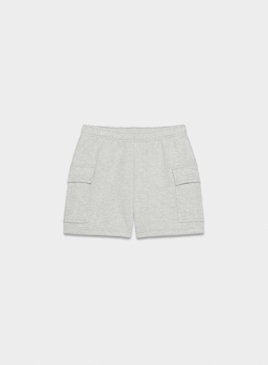 cozy sweatfleece mega cargo mid-thigh short heather chrome