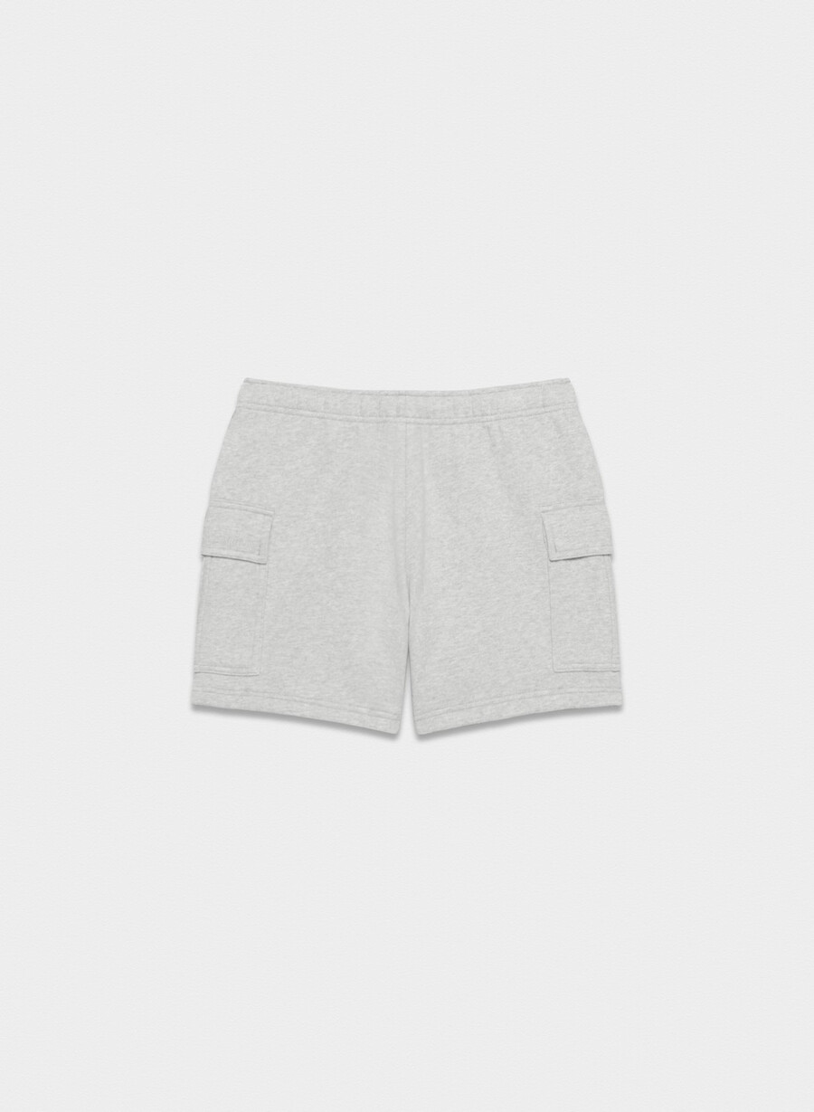 cozy sweatfleece mega cargo mid-thigh short heather chrome