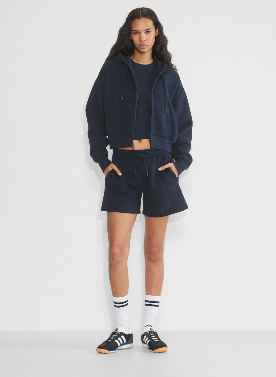 cozy sweatfleece boyfriend mid-thigh short admiral