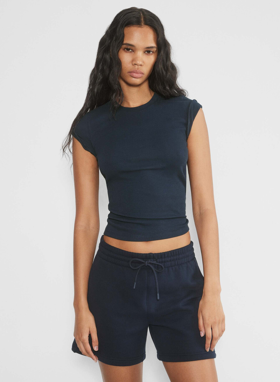cozy sweatfleece boyfriend mid-thigh short admiral