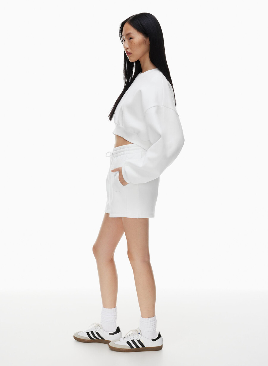cozy sweatfleece boyfriend mid-thigh short white