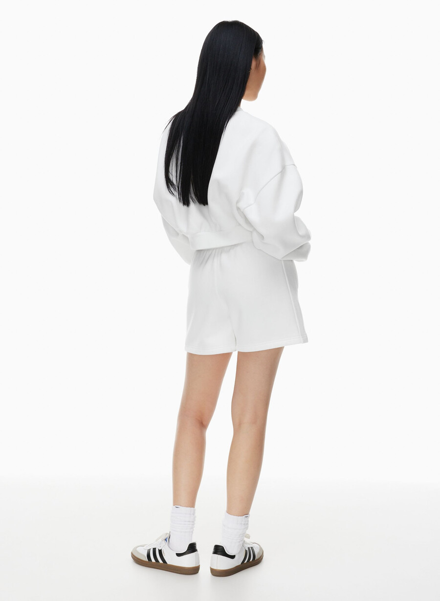 cozy sweatfleece boyfriend mid-thigh short white