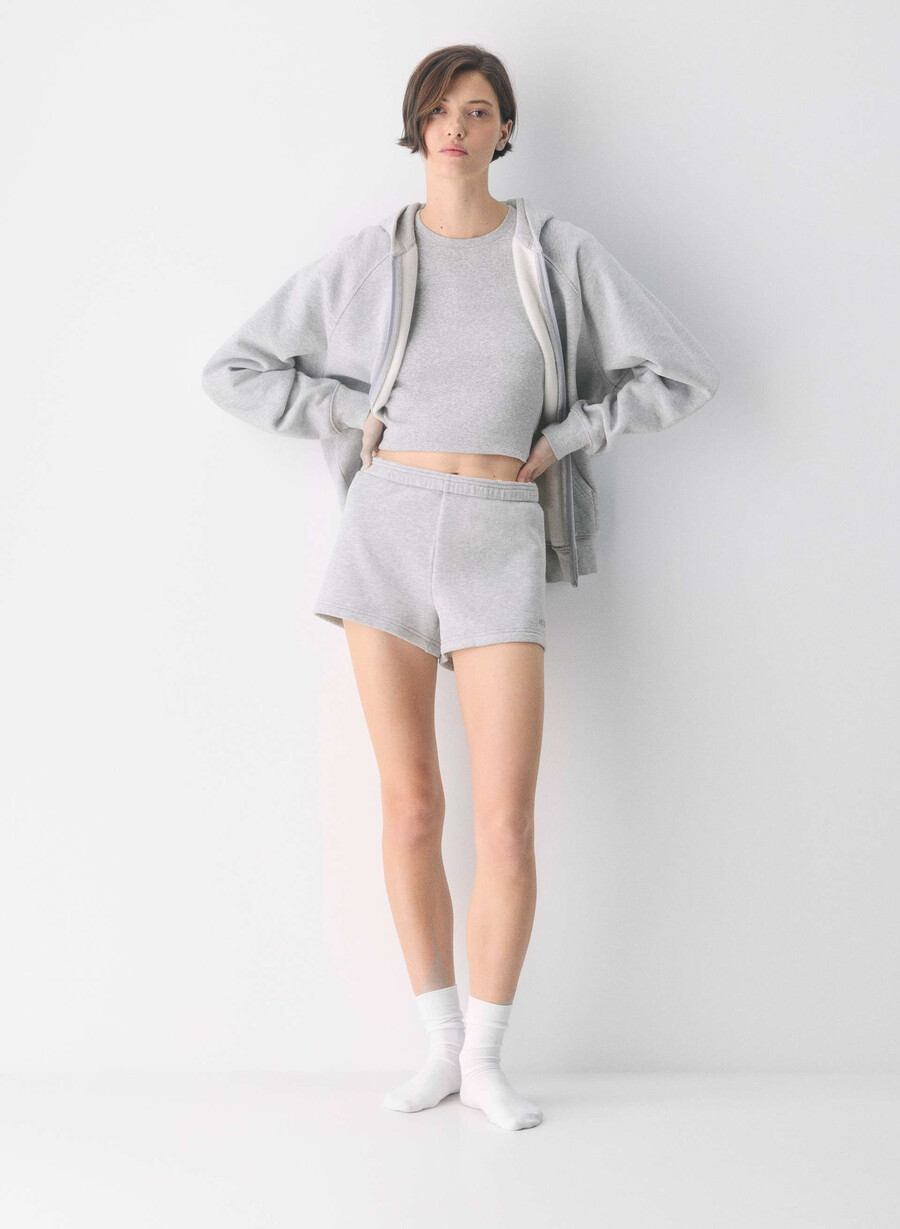 cozy sweatfleece perfect hi-rise mini short heather chrome