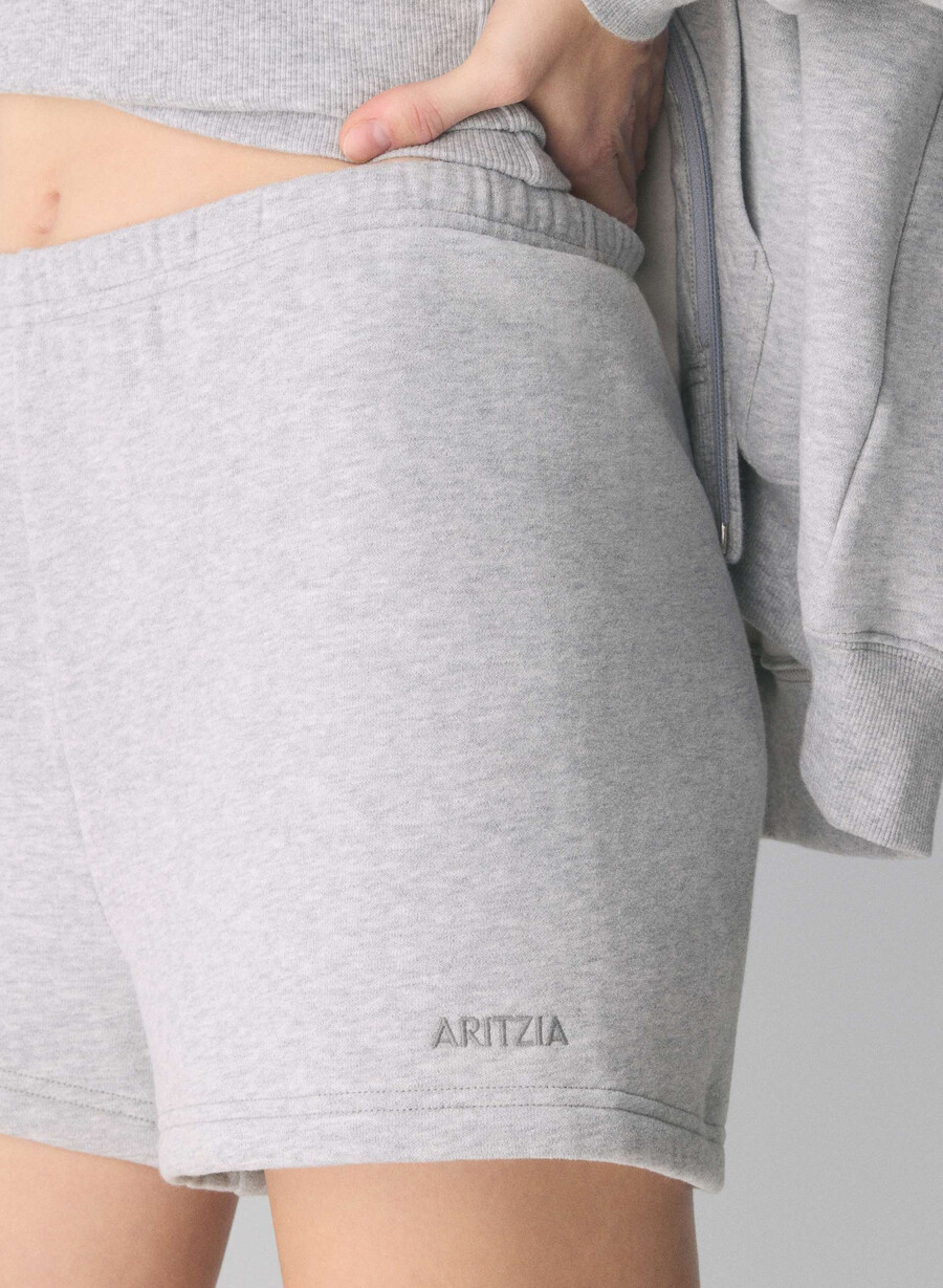 cozy sweatfleece perfect hi-rise mini short heather chrome