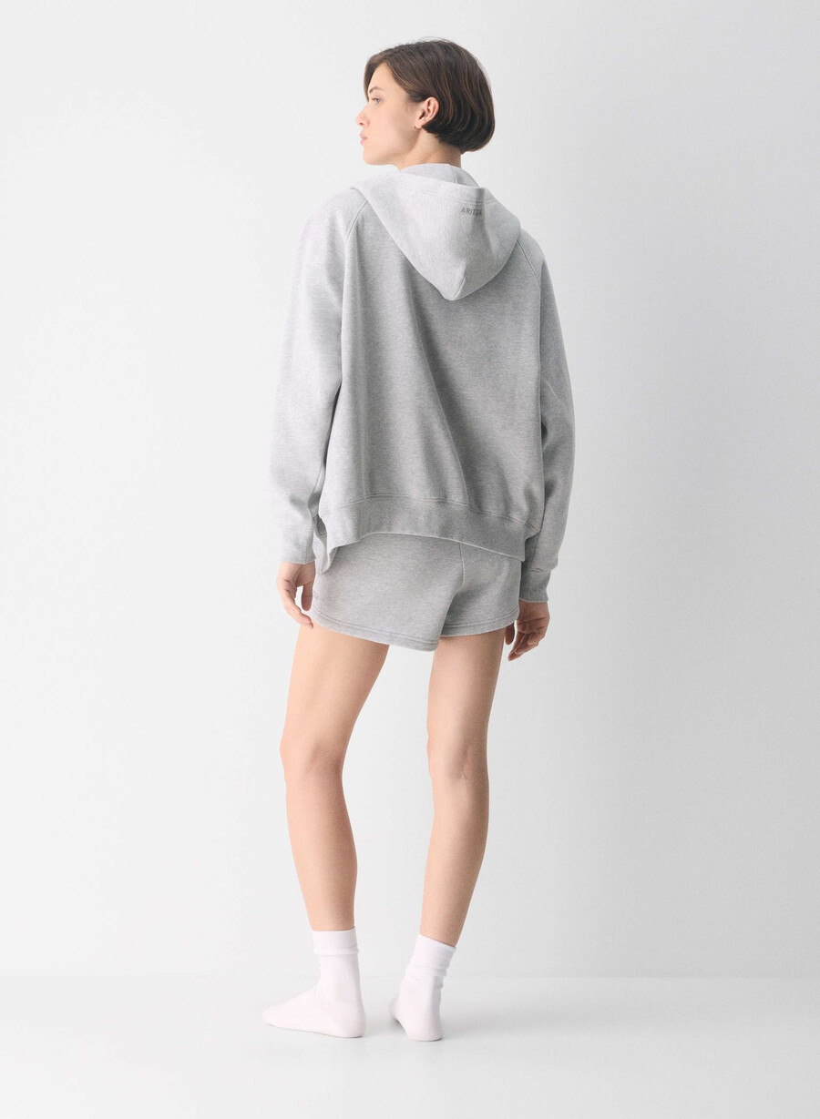 cozy sweatfleece perfect hi-rise mini short heather chrome