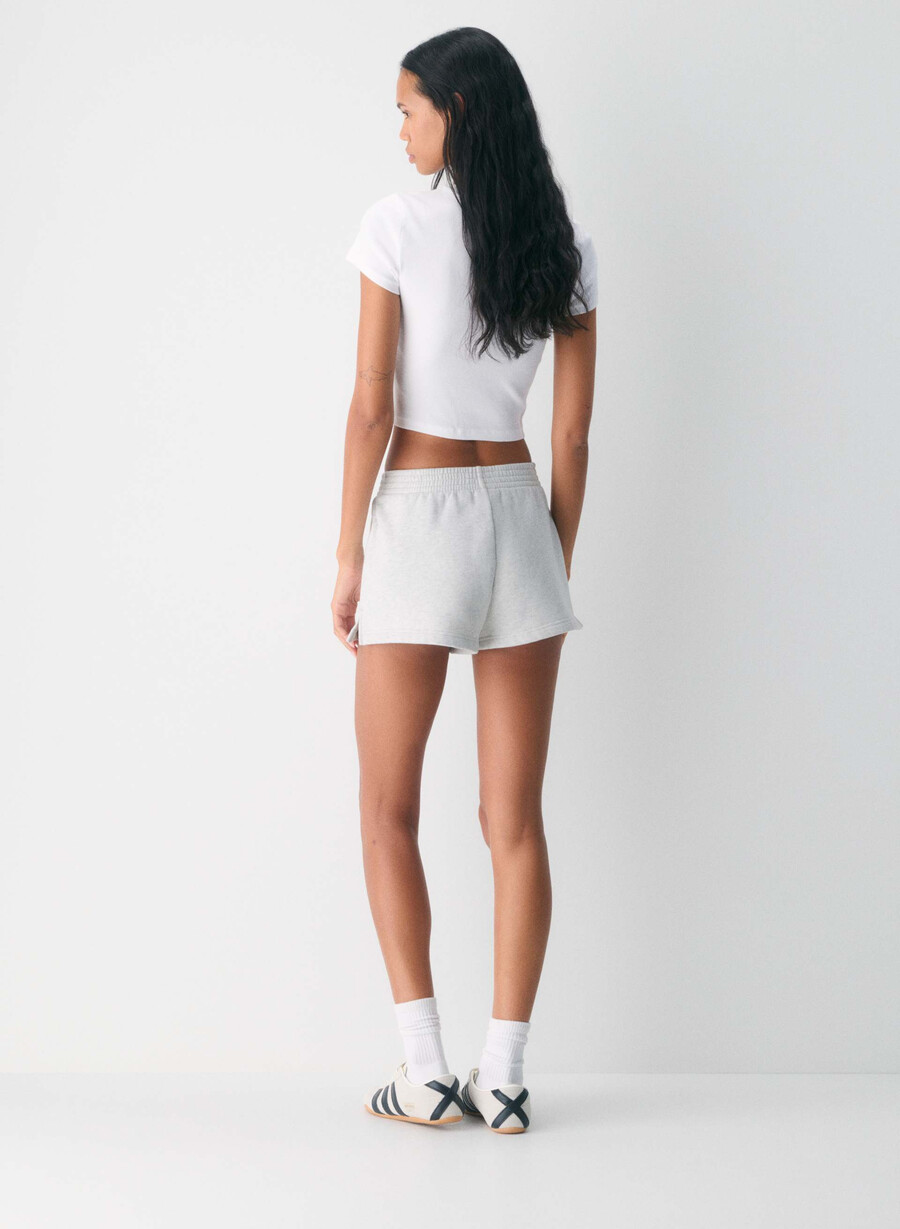 cozy sweatfleece perfect micro short heather cloud white