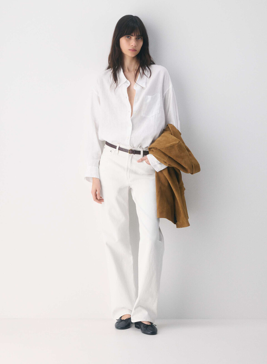 reminisce relaxed linen shirt white