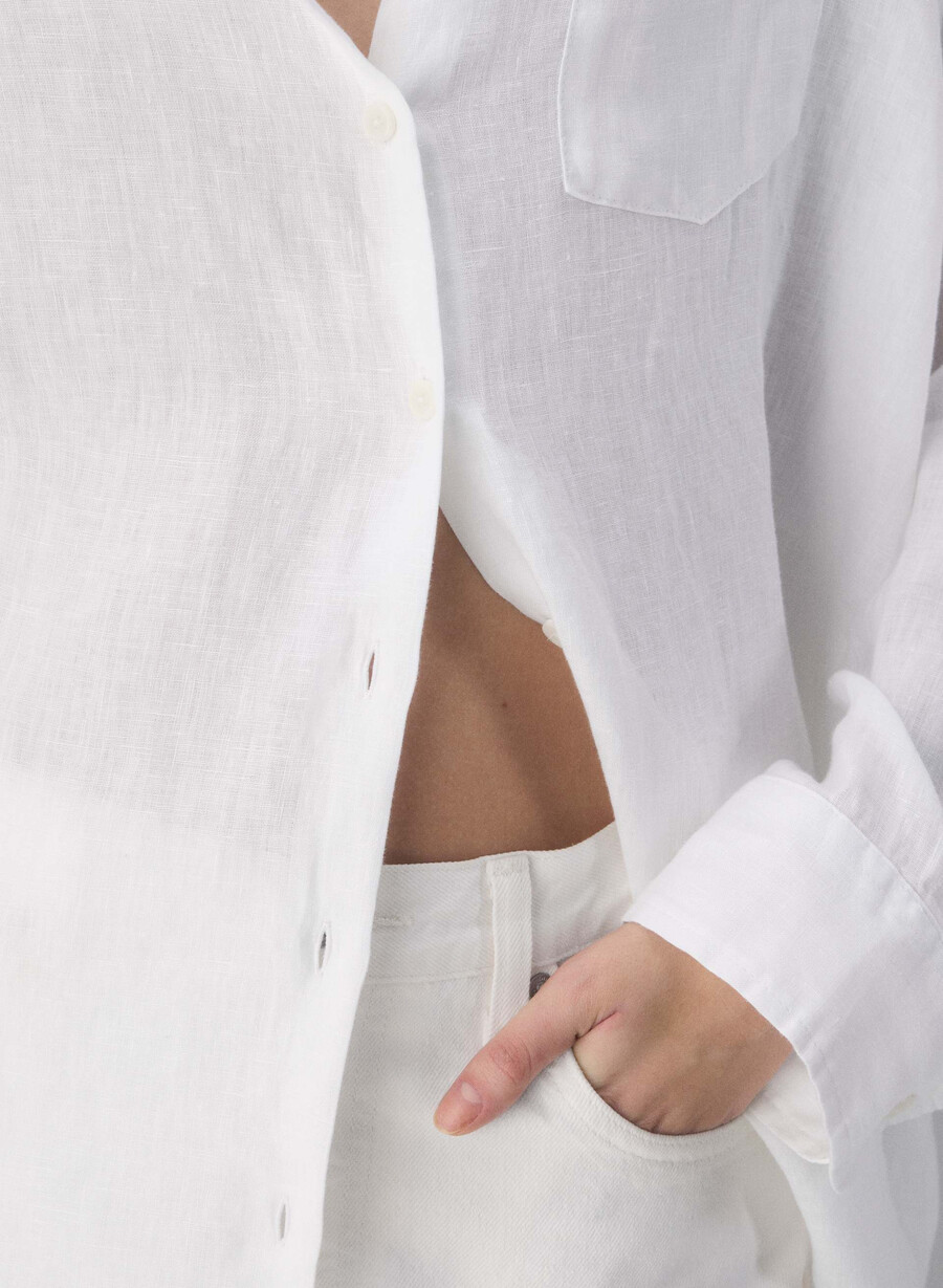 reminisce relaxed linen shirt white