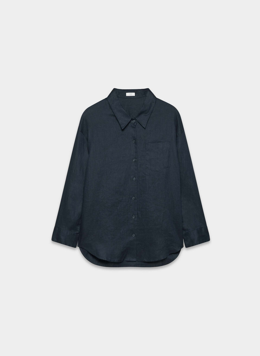 reminisce relaxed linen shirt dark night navy