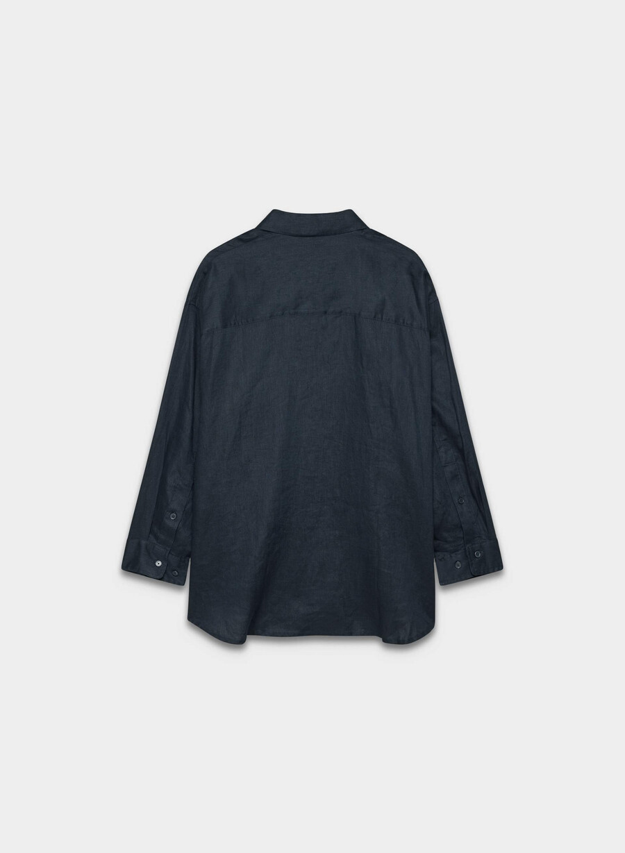 reminisce relaxed linen shirt dark night navy