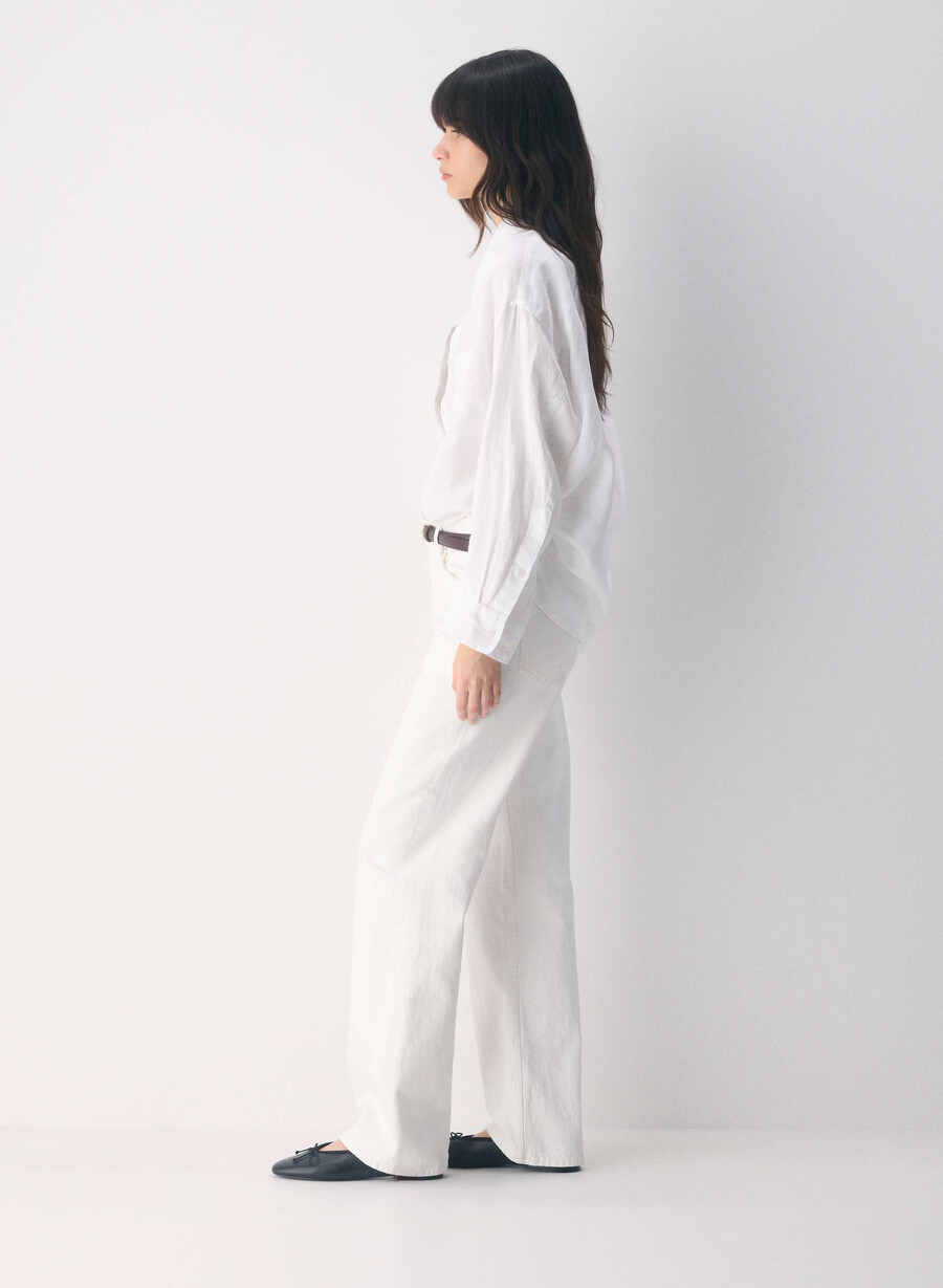 reminisce relaxed linen shirt dark night navy