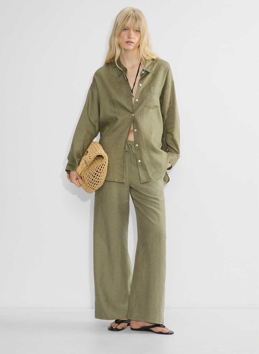 reminisce relaxed linen shirt sundried olive