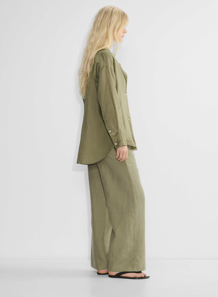 reminisce relaxed linen shirt sundried olive