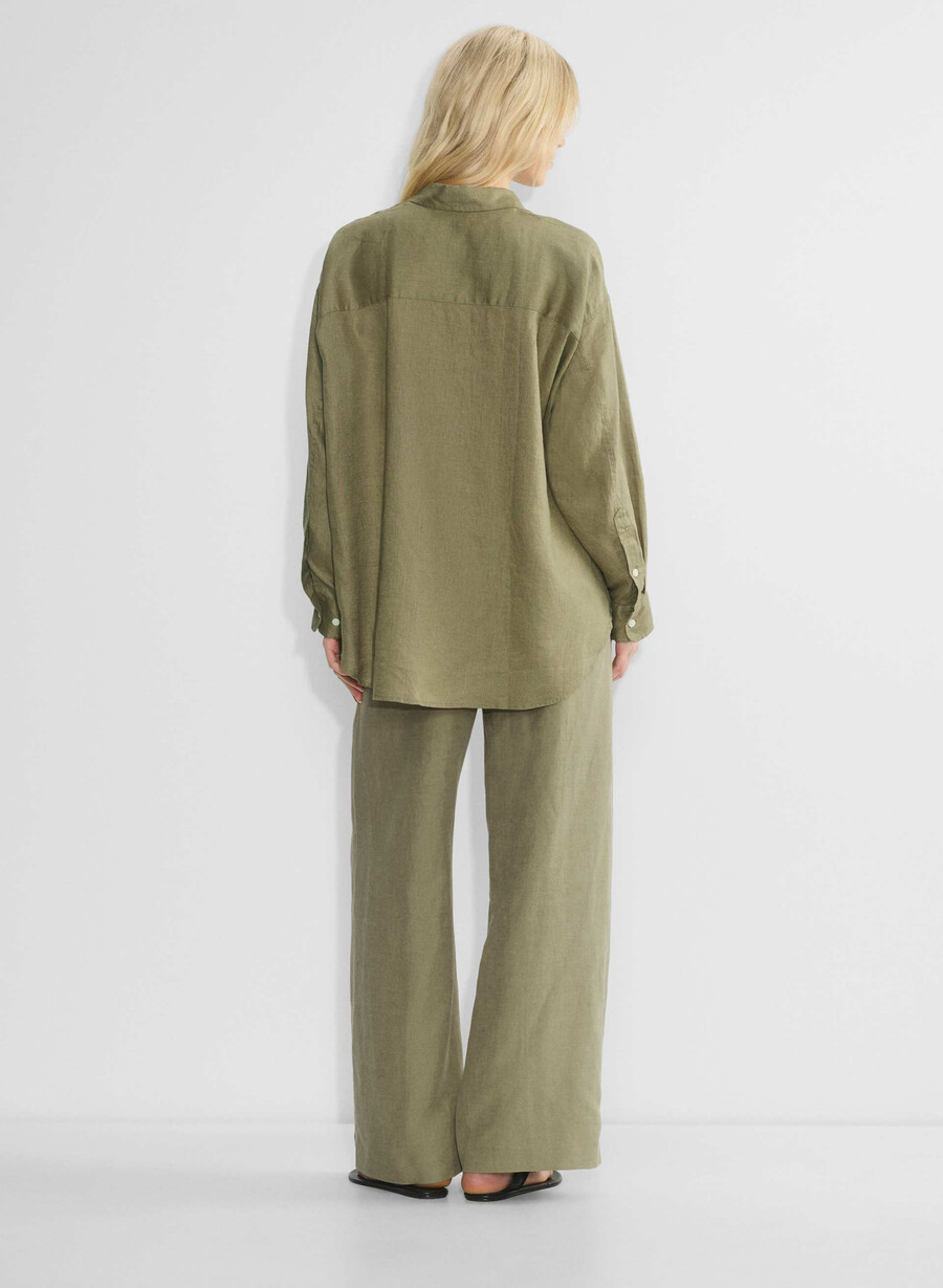 reminisce relaxed linen shirt sundried olive