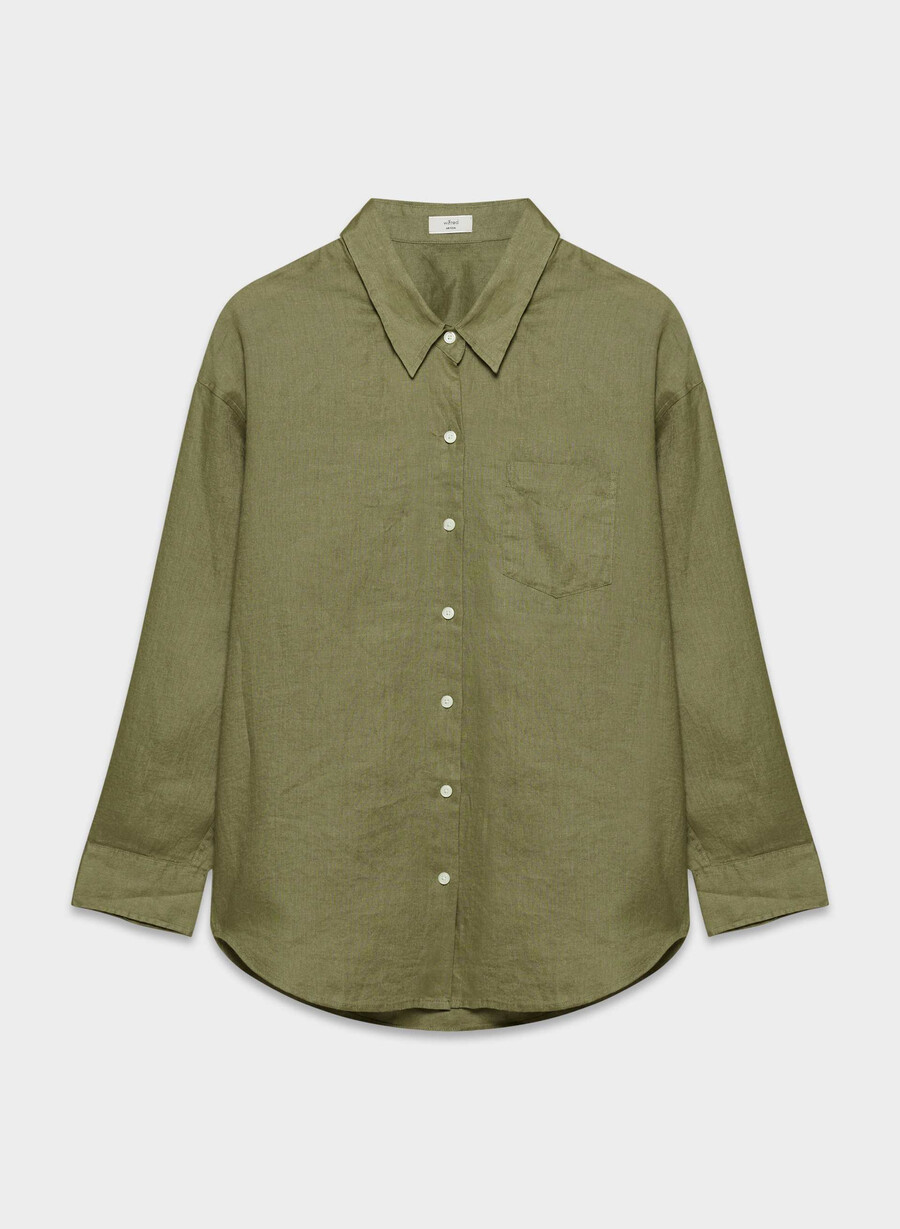 reminisce relaxed linen shirt sundried olive