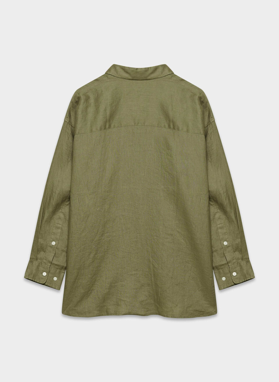 reminisce relaxed linen shirt sundried olive