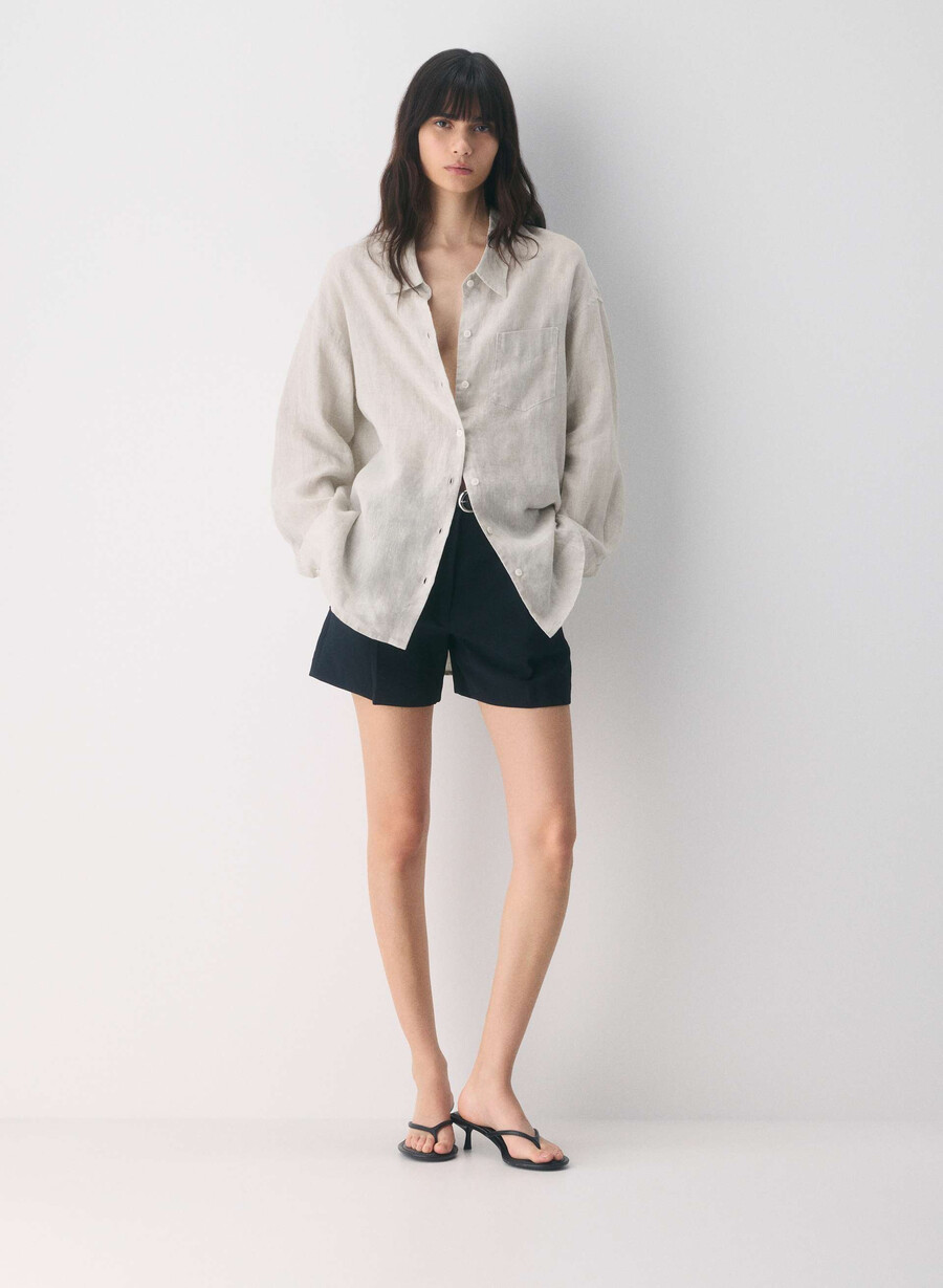 reminisce relaxed linen shirt undyed ecru