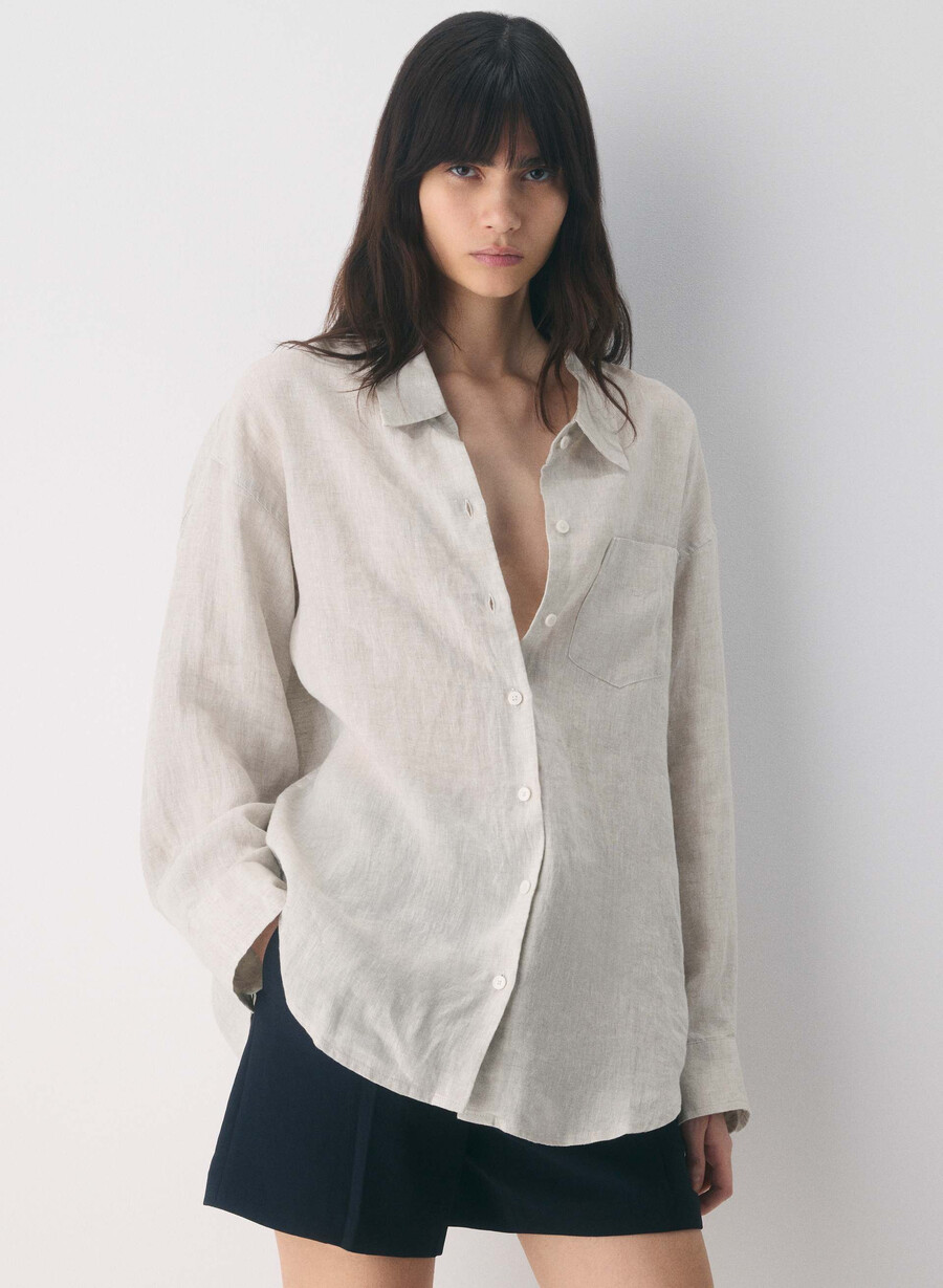 reminisce relaxed linen shirt undyed ecru